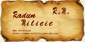 Radun Miličić vizit kartica